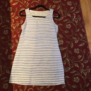 Summer sky-blue/white striped dress
